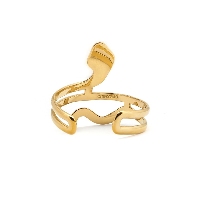 Bague Ajustable Amporelle Acier doré - Serpent