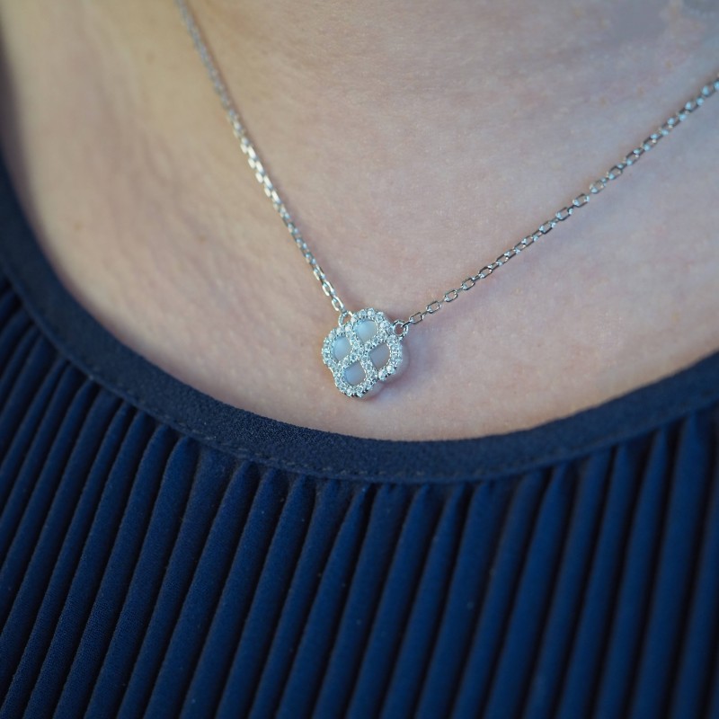 Collier Silver Pop Femme  Argent - Oxydes de zirconium et Nacre - Trèfle