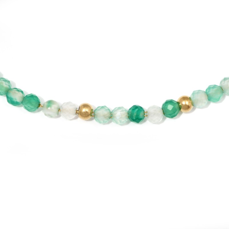 Bracelet de cheville Amporelle Acier doré - Boules Pierre Synthétiques vertes