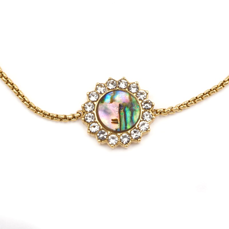 Bracelet Amporelle Acier doré - soleil pierre synthétique et strass