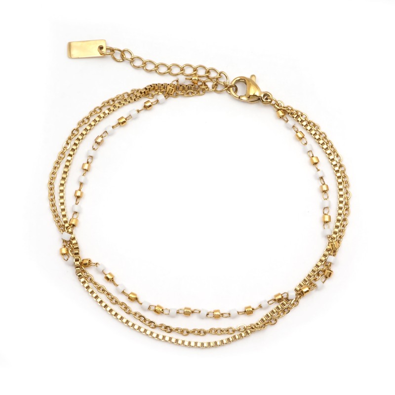 Bracelet Amporelle Acier doré - 3 rangs