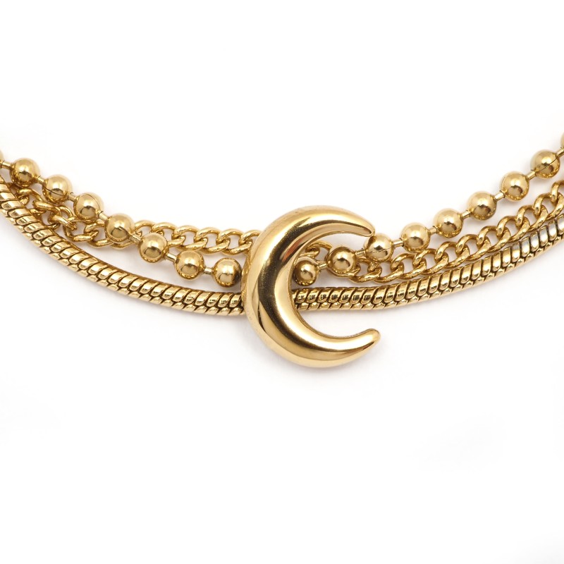 Bracelet Amporelle Acier doré - Lune 3 rangs