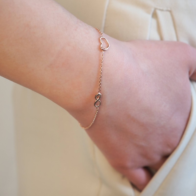 Bracelet Carador - Argent rosé - Cœur et Infini
