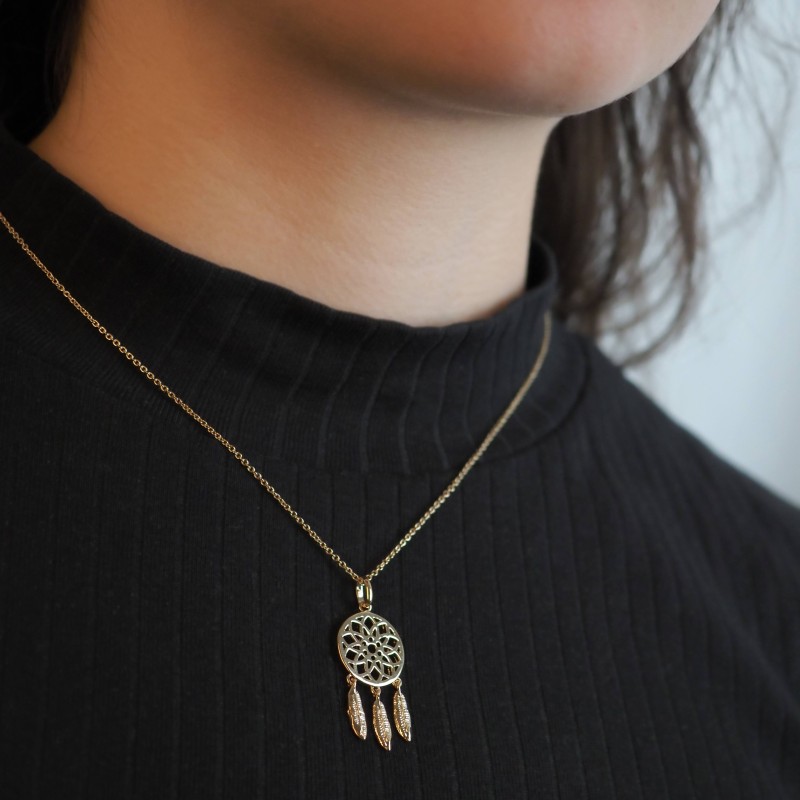 Collier Femme Carador - Plaqué or - Attrape rêves