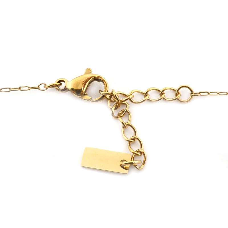 Collier Amporelle Acier doré - Triples chaînes Lune et Etoile - Strass