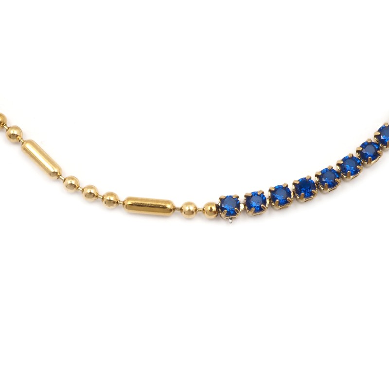 Bracelet Amporelle Acier doré - Pierres synthétiques bleus