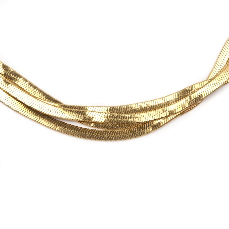 Bracelet Amporelle Acier doré -  4 rangs maille miroir