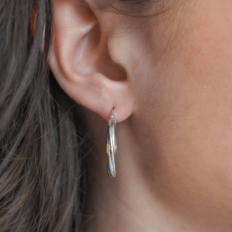 Créoles rondes - Carador - Argent torsadées 3mm - 22/2