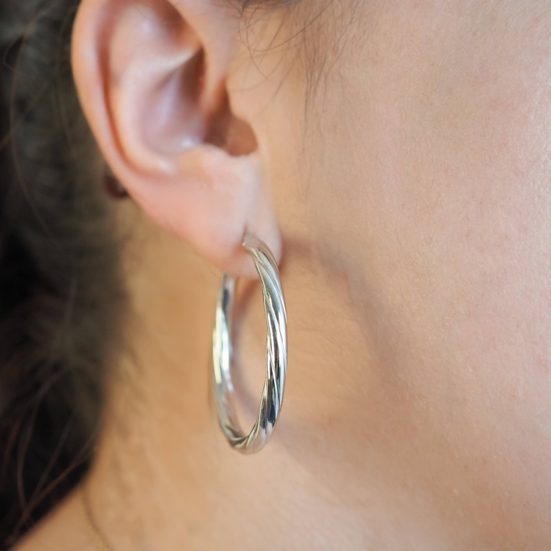 Créoles rondes - Carador - Argent torsadées 3.5mm - 38/2