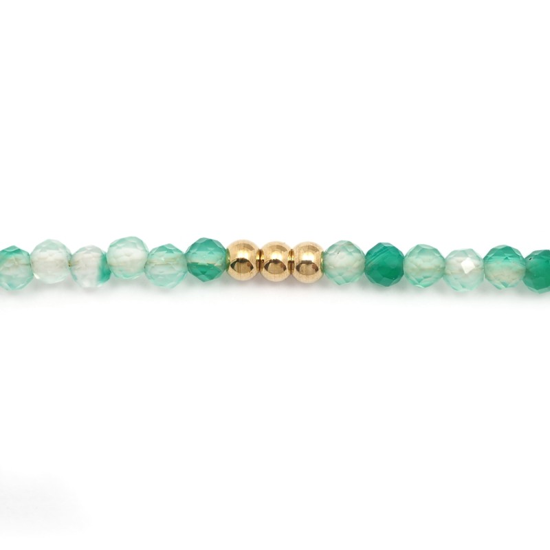 Collier Amporelle Acier doré - Pierres vertes