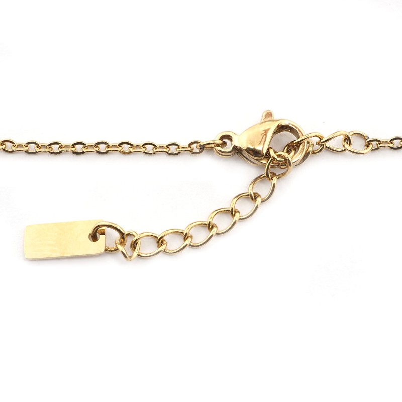 Collier Amporelle Acier doré - Goutte Pierre Synthétique effet nacre