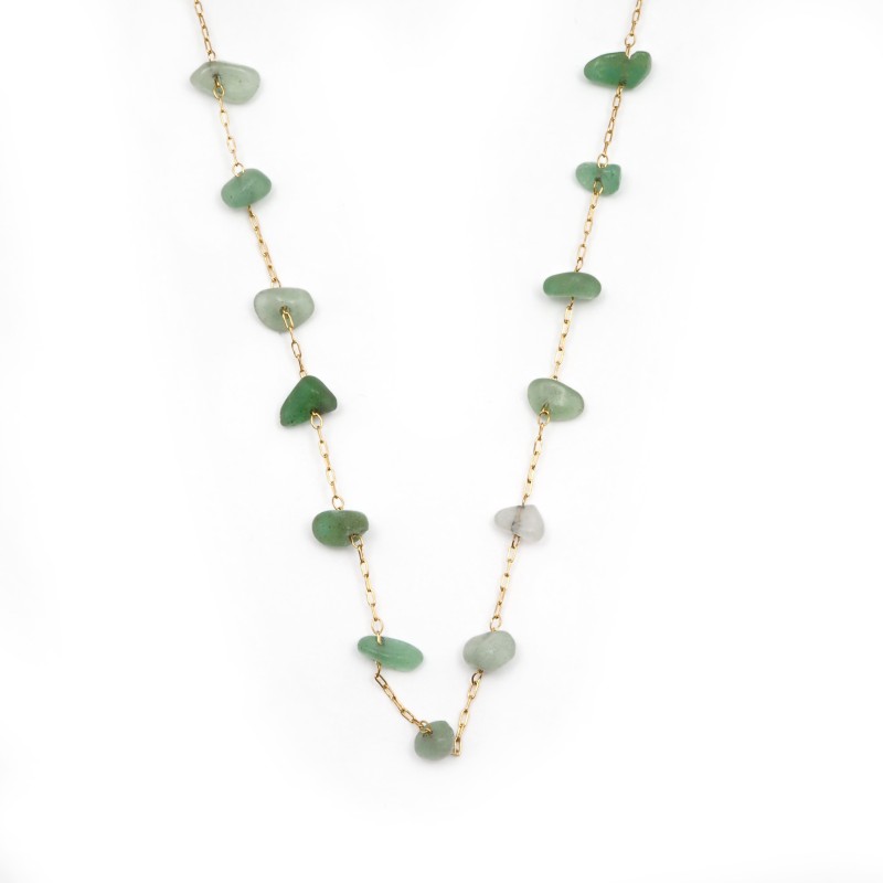 Collier Amporelle Acier doré - Multi pierres vertes