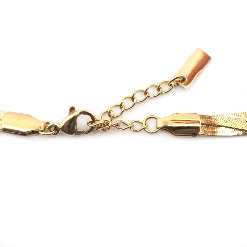 Collier Amporelle Acier doré - Multi rangs maille miroir