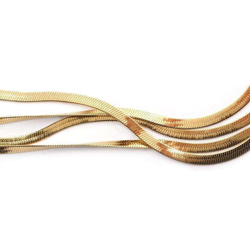 Collier Amporelle Acier doré - Multi rangs maille miroir