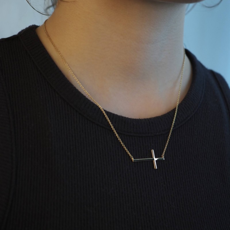 Collier Carador - Plaqué Or Femme - Croix allongée