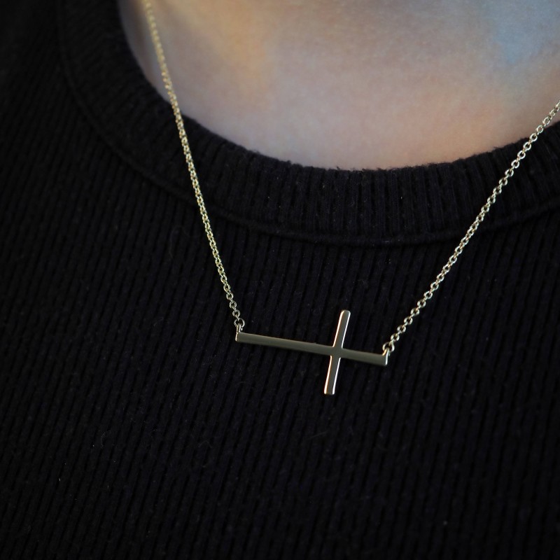 Collier Carador - Plaqué Or Femme - Croix allongée