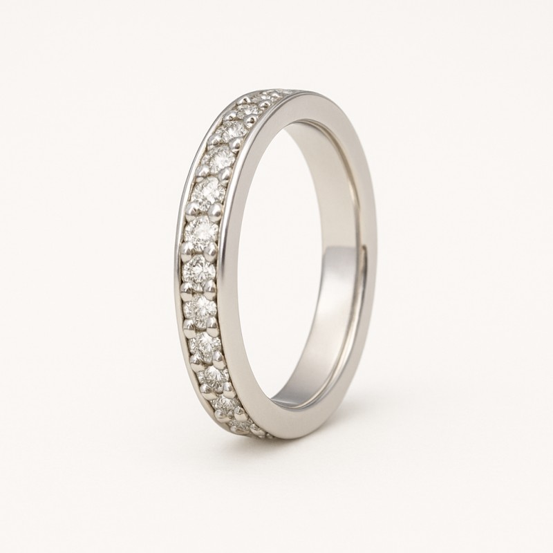 Bague Carador type alliance argent 925/000 et zircons