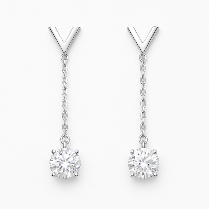 Boucles d'oreilles Pendantes Victoria Magdalena - Argent et Oxydes de zirconium