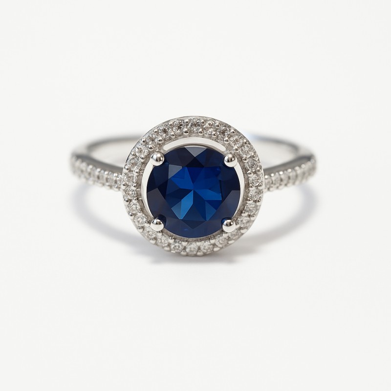 Bague Argent Femme Carador - Oxydes de zirconium blanc et bleu