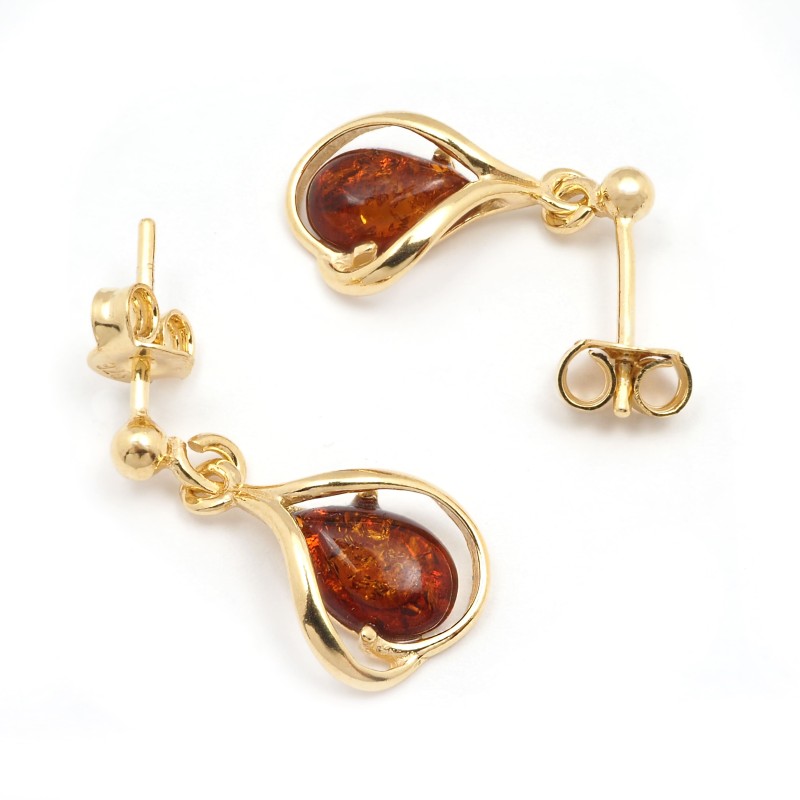 Boucles d'oreilles Carador - Argent et Ambre - Gouttes