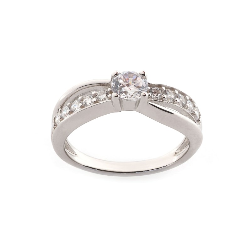 Bague carador femme solitaire oxyde de zirconium accompagné