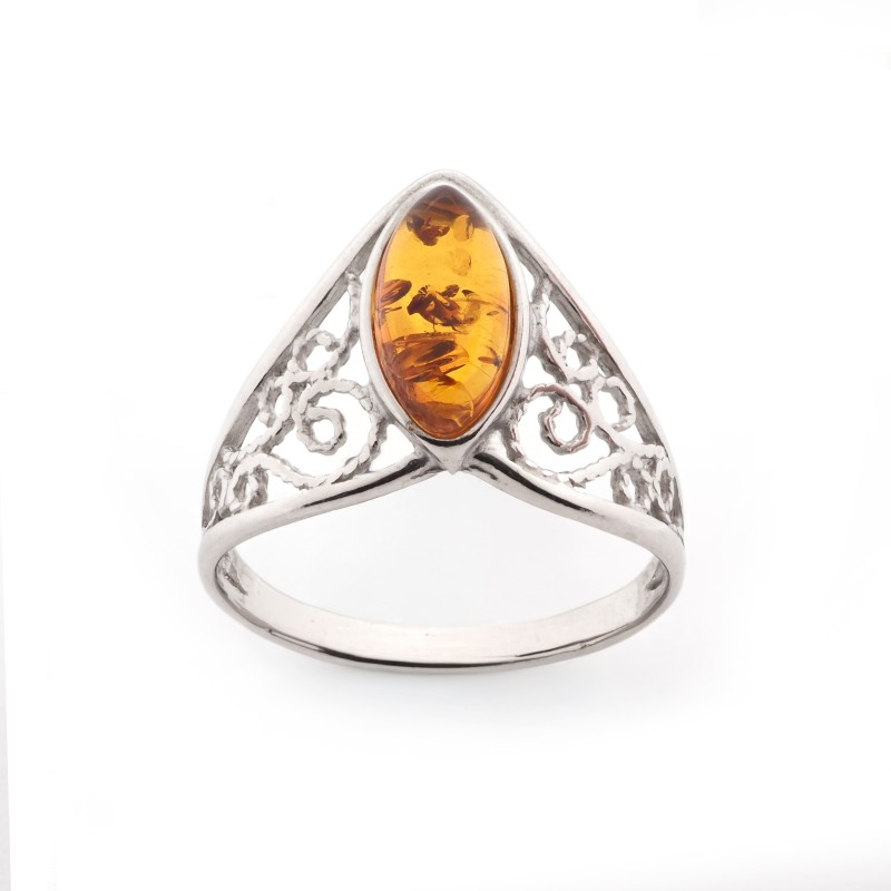 Bague Femme Carador - Argent et Ambre