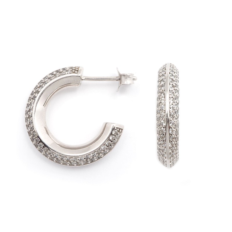 Boucles d'oreilles Demi créoles Victoria Magdalena - Argent et Oxydes de zirconium