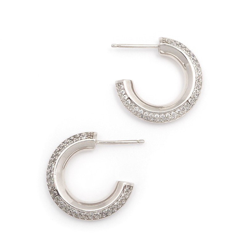Boucles d'oreilles Demi créoles Victoria Magdalena - Argent et Oxydes de zirconium