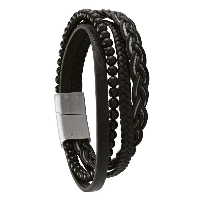 Bracelet Jourdan Homme 4 Rangs - Cuir Noir