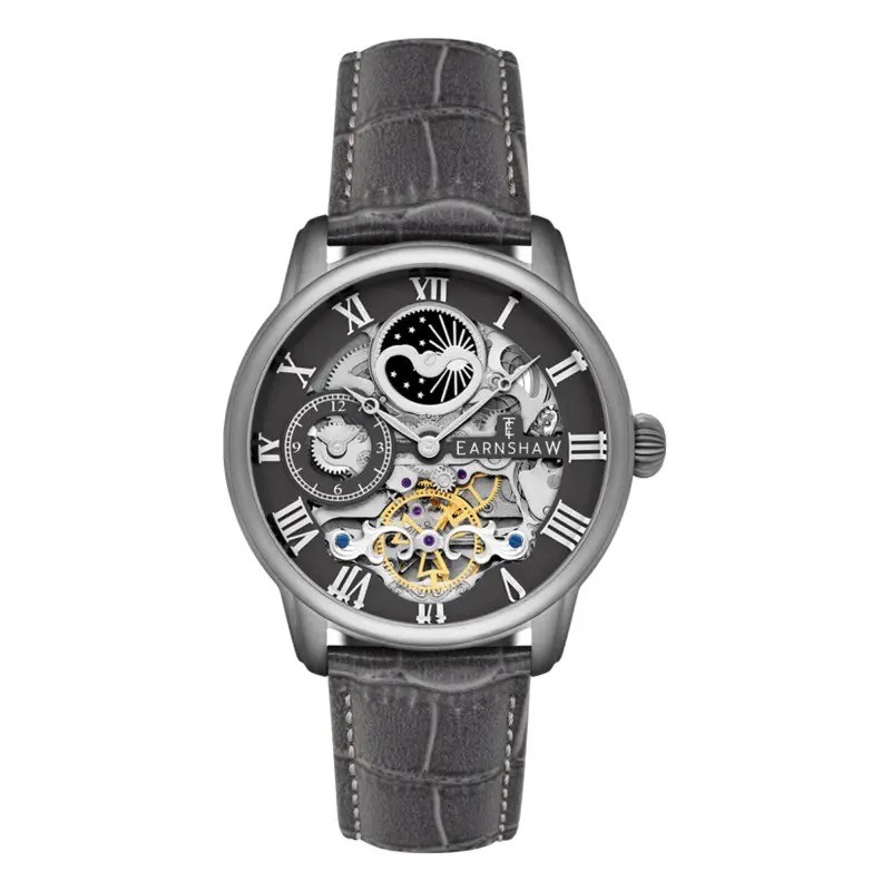 Montre Automatique Homme Earnshaw - Cuir Gris