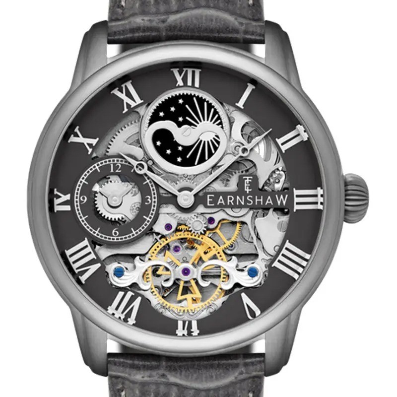Montre Automatique Homme Earnshaw - Cuir Gris
