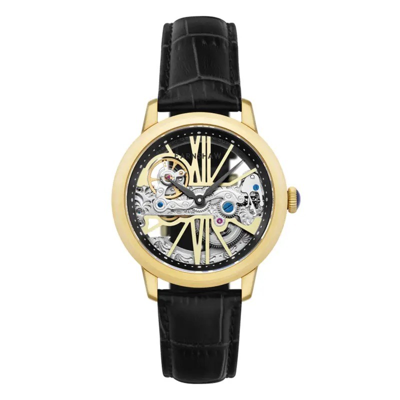 Montre Automatique Homme Earnshaw - Cuir Noir Fond Transparent