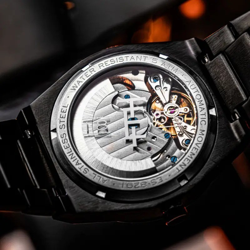 Montre Automatique Homme Earnshaw - Acier Noir Fond Noir