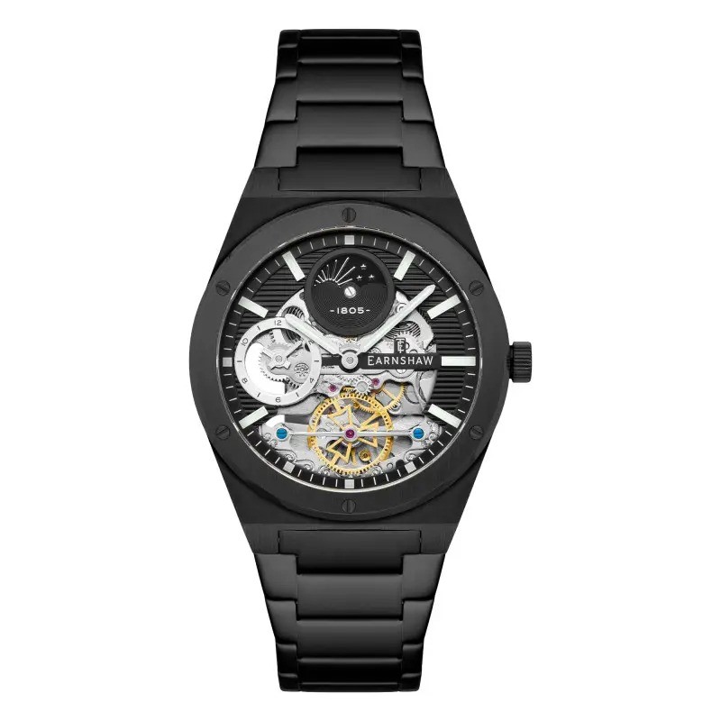 Montre Automatique Homme Earnshaw - Acier Noir Fond Noir