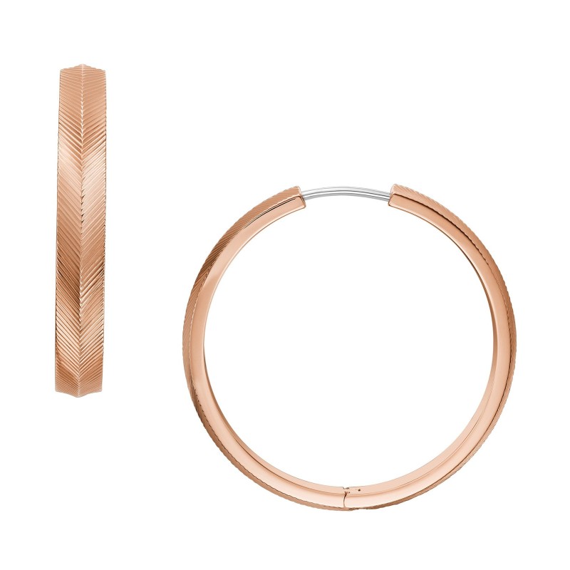 Boucles d'oreilles Créoles Fossil Femme Harlow Linear - Doré rose