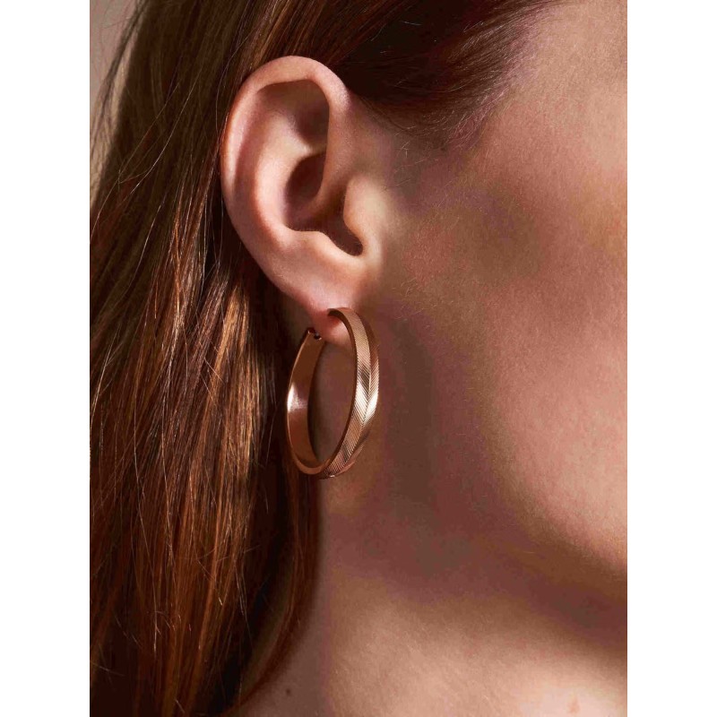 Boucles d'oreilles Créoles Fossil Femme Harlow Linear - Doré rose