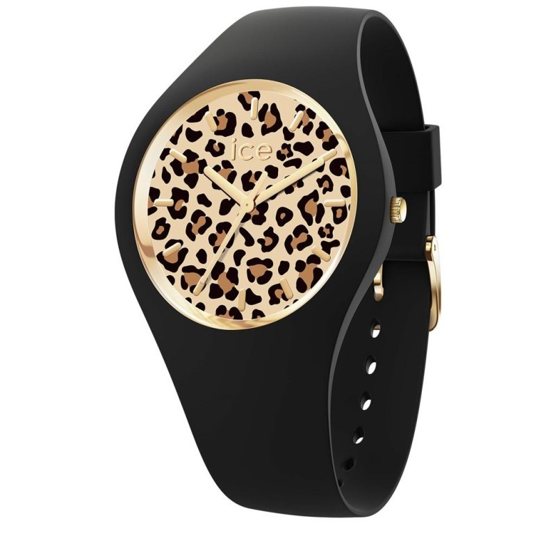 Montre femme ICE Watch Leopard Black en silicone noir