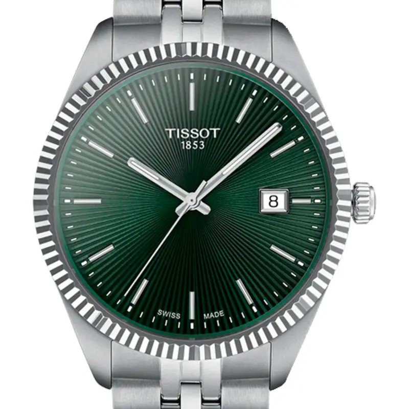 Montre homme Tissot Ballade - Acier argenté fond vert