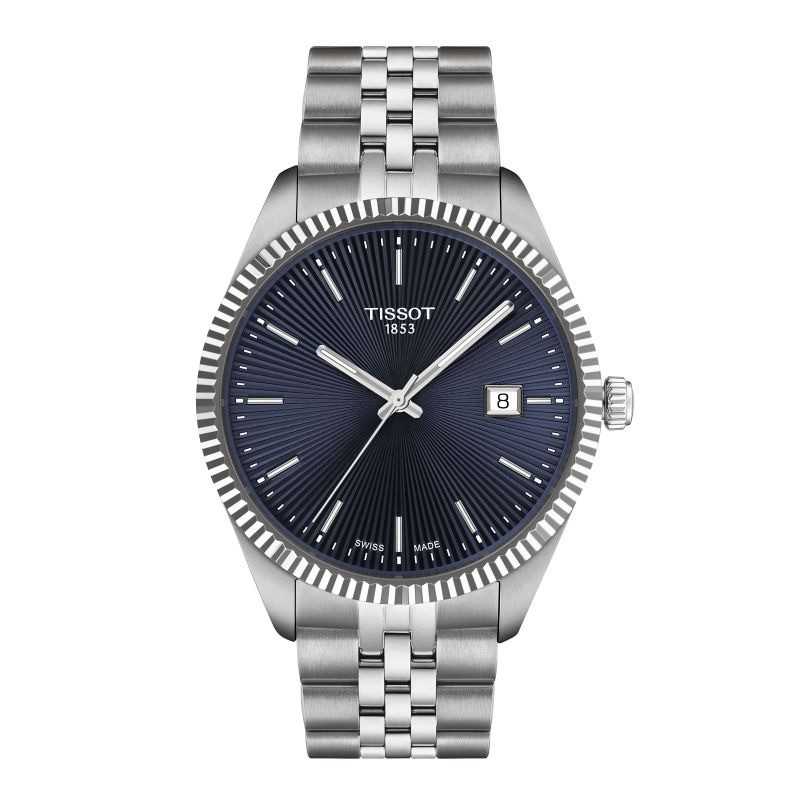 Montre homme Tissot Ballade - Acier argenté fond bleu