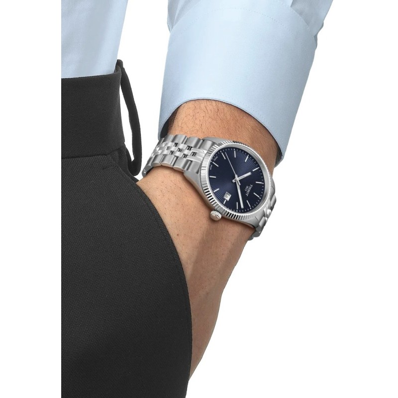 Montre homme Tissot Ballade - Acier argenté fond bleu