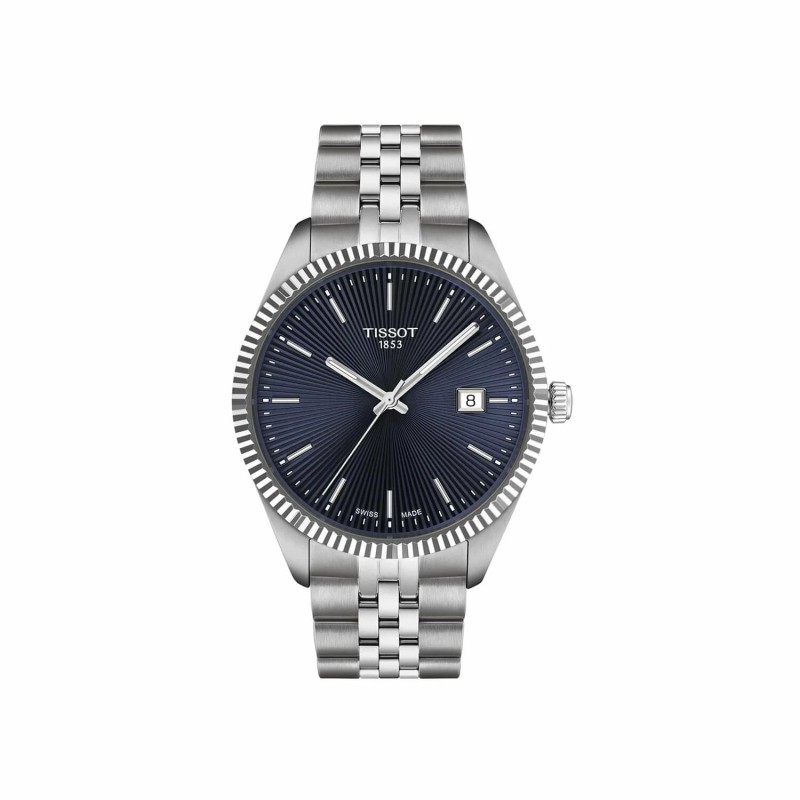 Montre homme Tissot Ballade - Acier argenté fond bleu