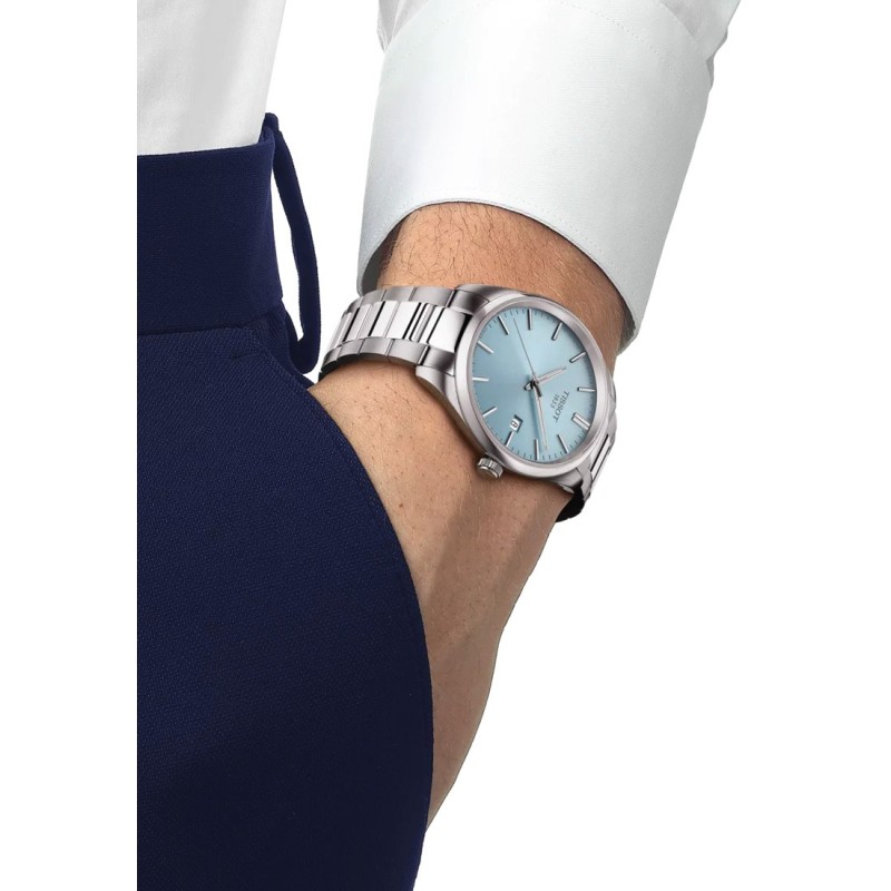 Montre homme Tissot PR100 - Acier argenté fond bleu ciel