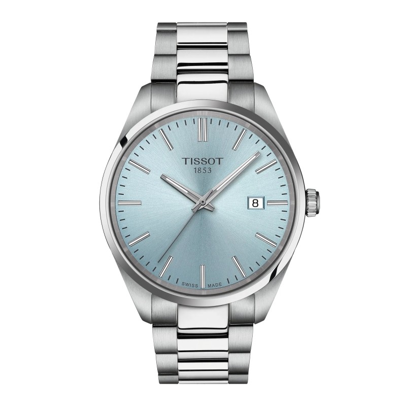 Montre homme Tissot PR100 - Acier argenté fond bleu ciel
