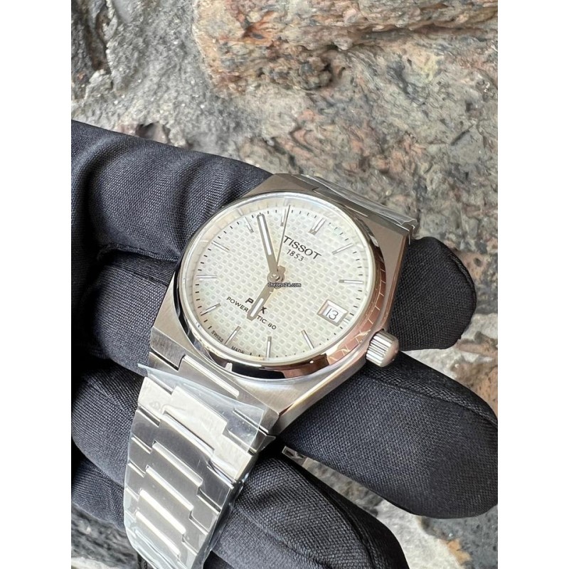 Montre Tissot PRX Powermatic 80 - Acier argenté Fond bleu