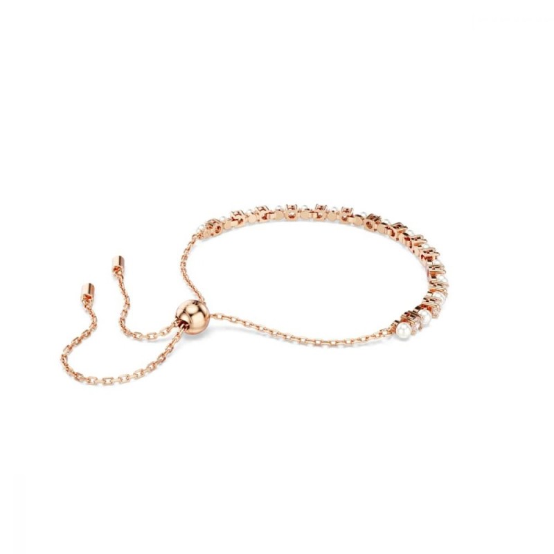 Bracelet Femme Swarovski Matrix - Doré rose, Perles & Cristaux blanc