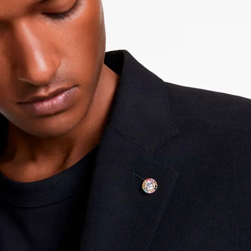 Epingle Matrix Swarovski - Doré Cristaux Multicolores