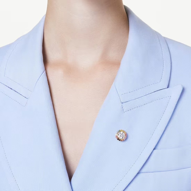 Epingle Matrix Swarovski - Doré Cristaux Multicolores