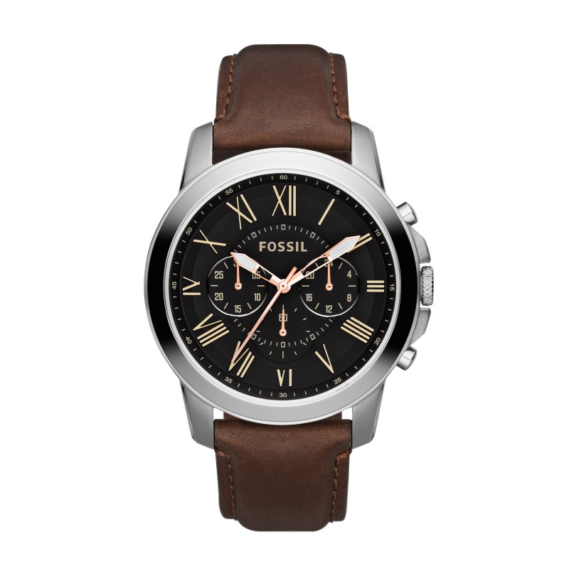 Montre Fossil Grant en cuir brun FS4813