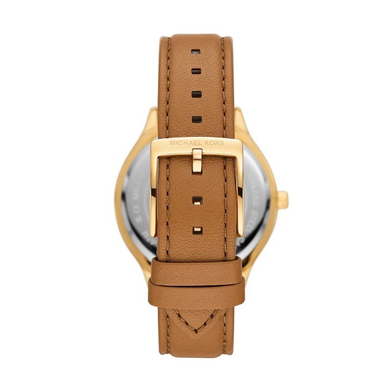 Montre Michael Kors femme Slim Runway - Acier doré & Cuir marron