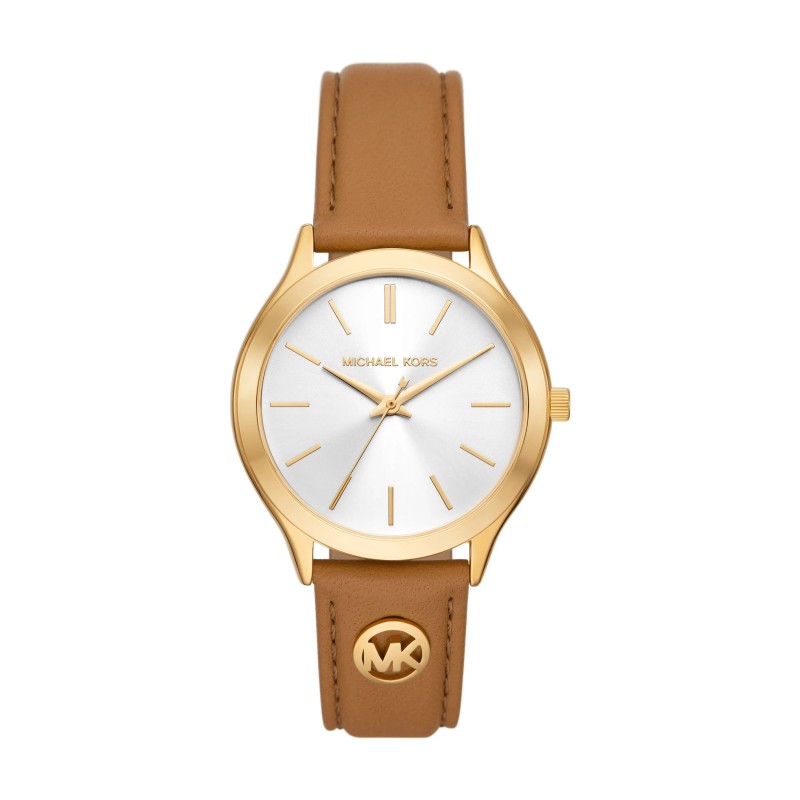 Montre Michael Kors femme Slim Runway - Acier doré & Cuir marron